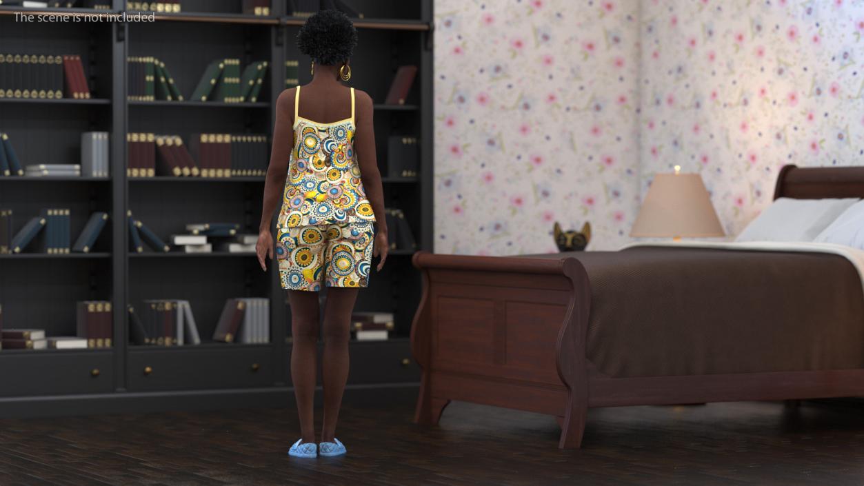 3D Afro American Grandma Wearing Pajamas Rigged for Modo model