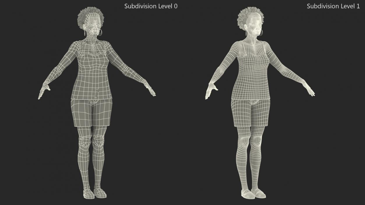 3D Afro American Grandma Wearing Pajamas Rigged for Modo model