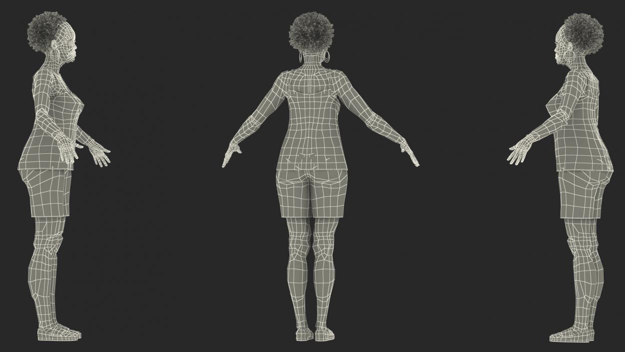 3D Afro American Grandma Wearing Pajamas Rigged for Modo model