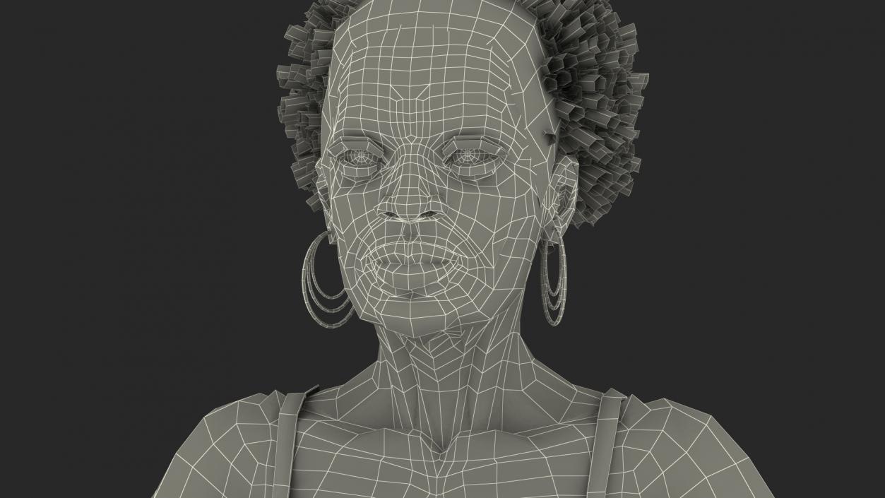 3D Afro American Grandma Wearing Pajamas Rigged for Modo model