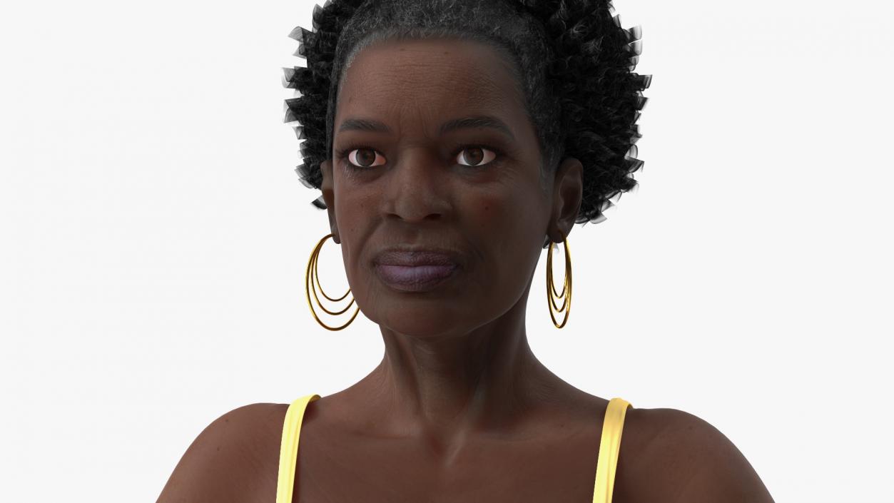 3D Afro American Grandma Wearing Pajamas Rigged for Modo model