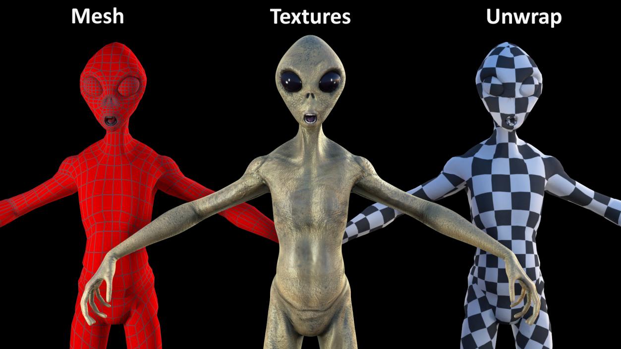 Humanoid Alien Creature Rigged for Maya 3D model