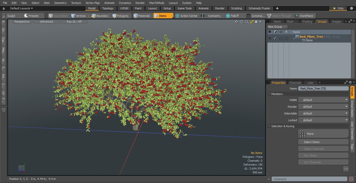 3D Red Plum Tree model