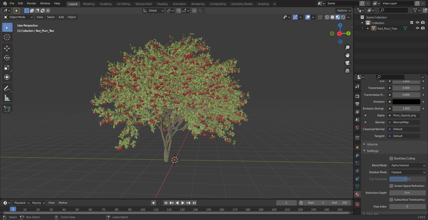 3D Red Plum Tree model