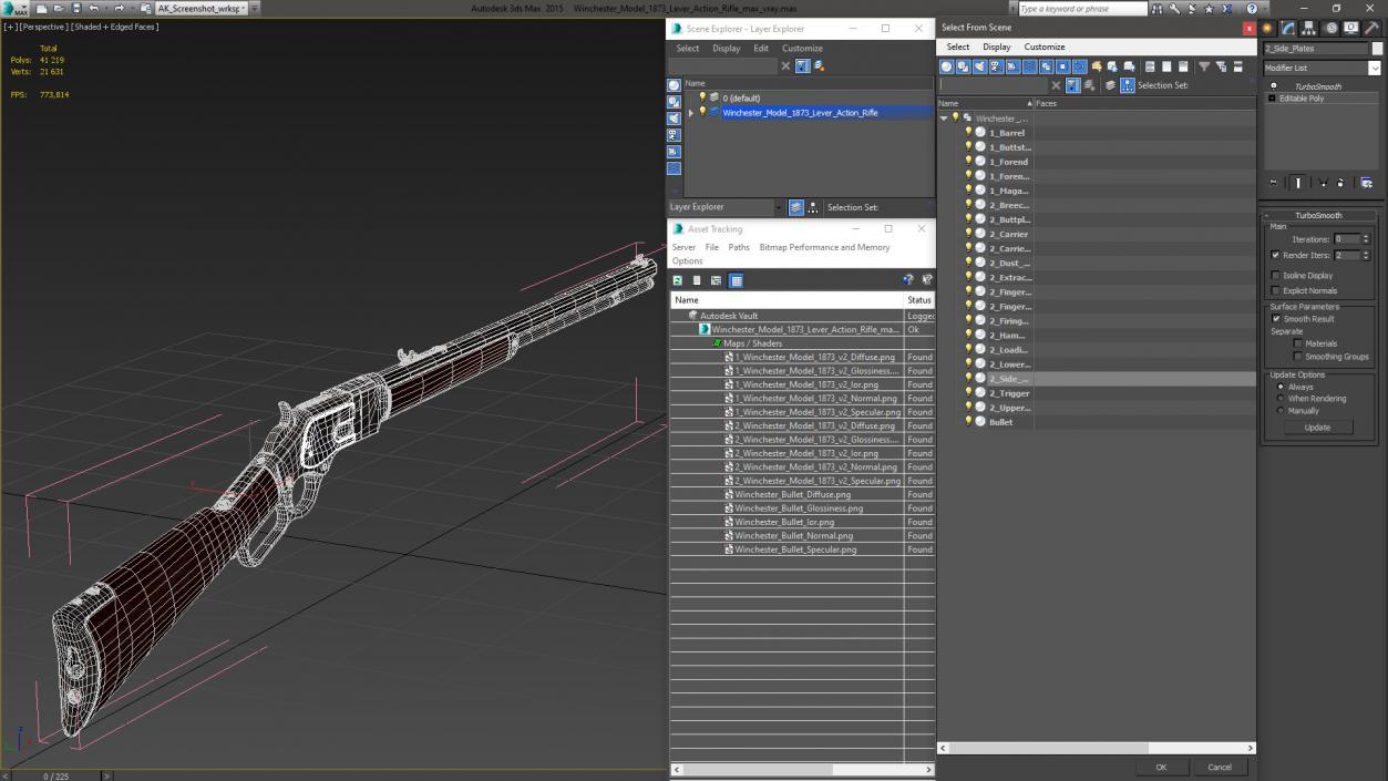 3D model Winchester Model 1873 Lever Action Rifle