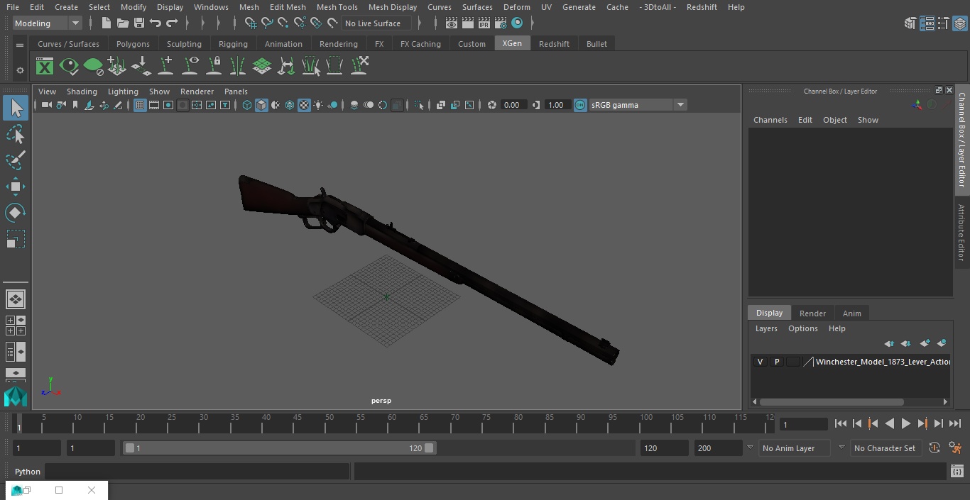 3D model Winchester Model 1873 Lever Action Rifle