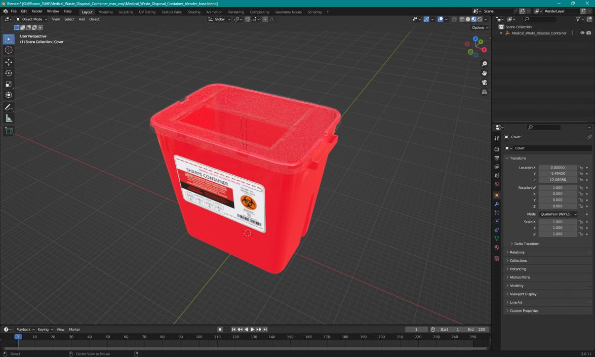 Medical Waste Disposal Container 3D