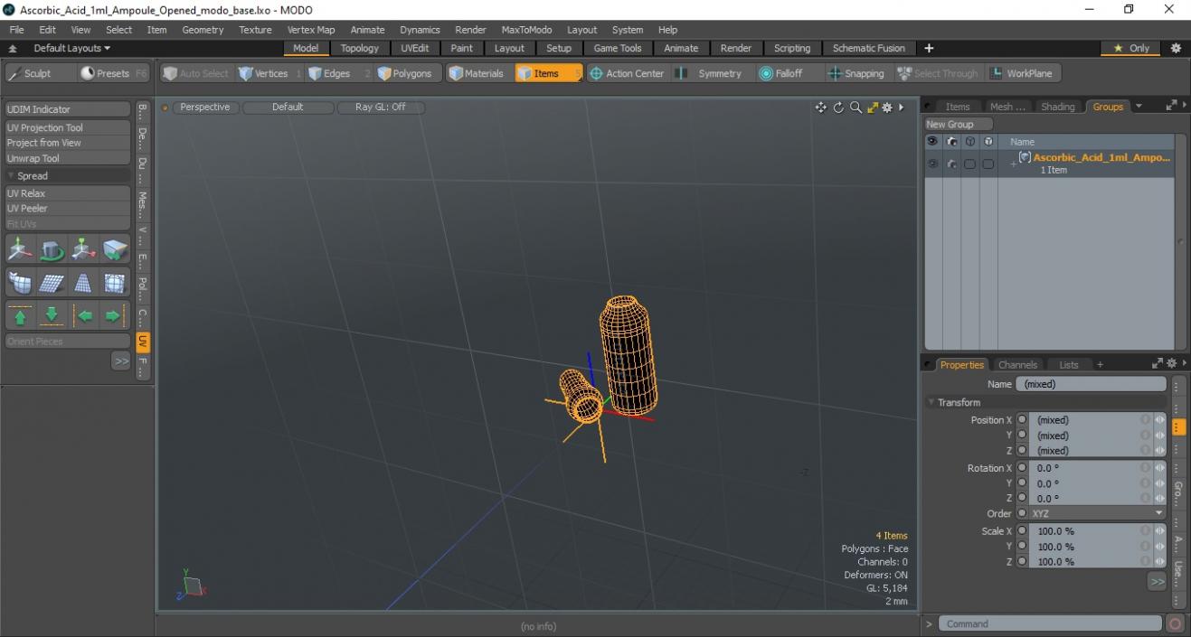 Ascorbic Acid 1ml Ampoule Opened 3D