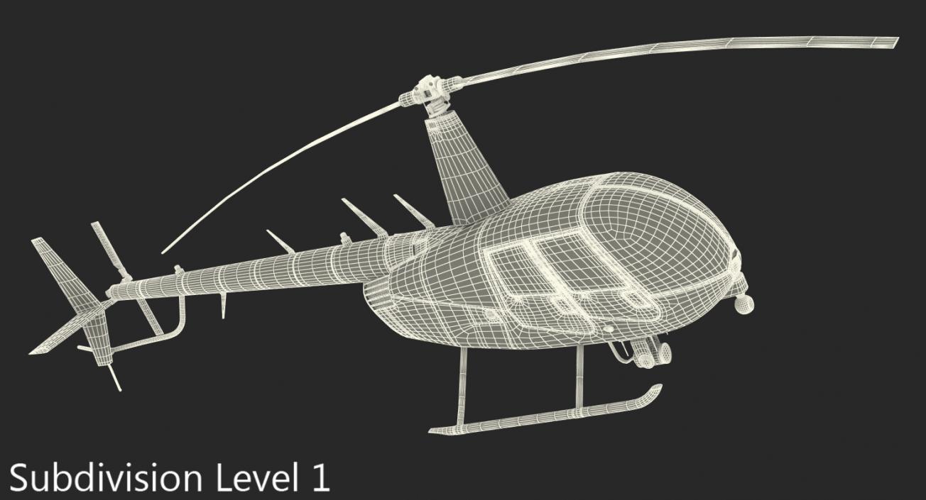 3D model Police Helicopter Robinson R44