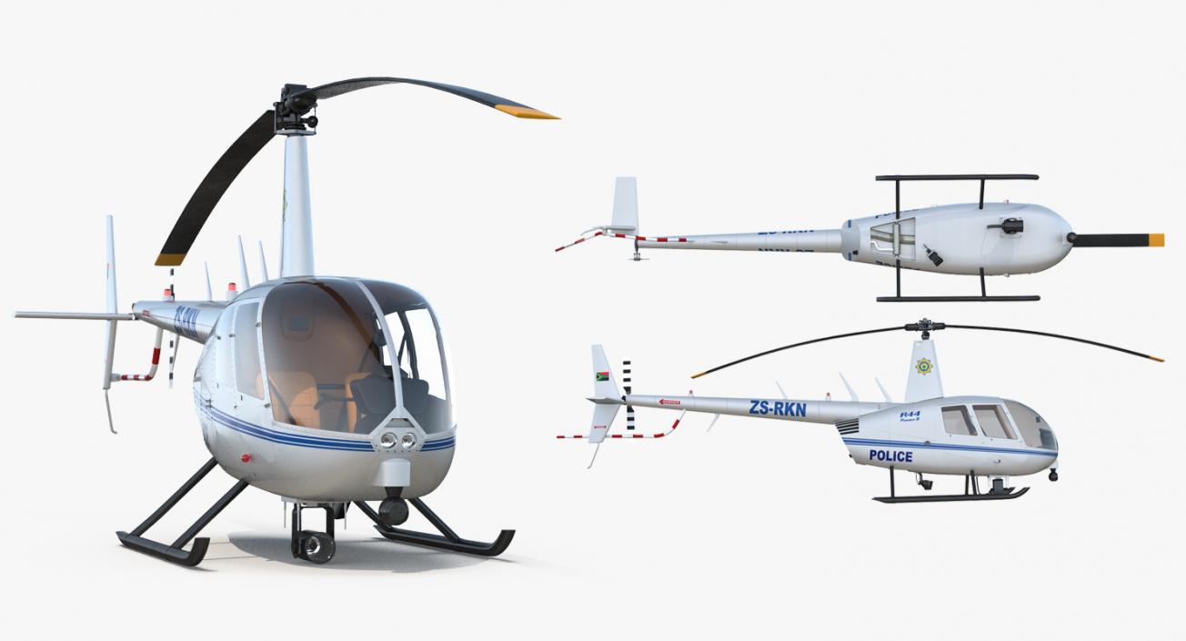 3D model Police Helicopter Robinson R44