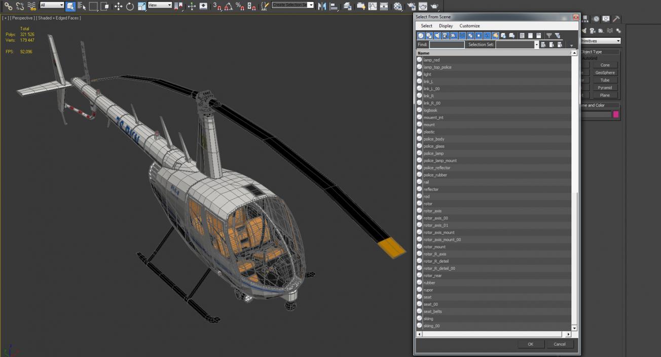 3D model Police Helicopter Robinson R44