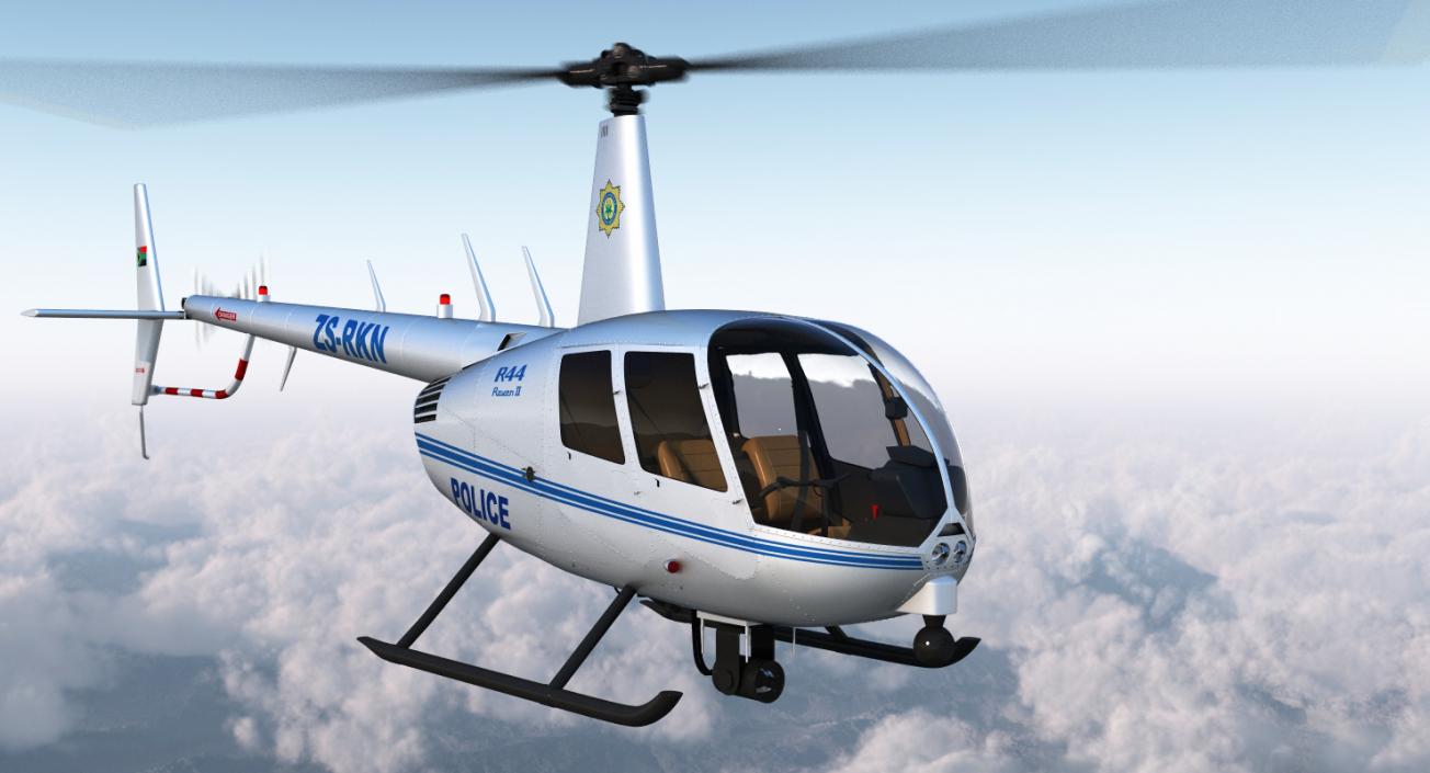 3D model Police Helicopter Robinson R44