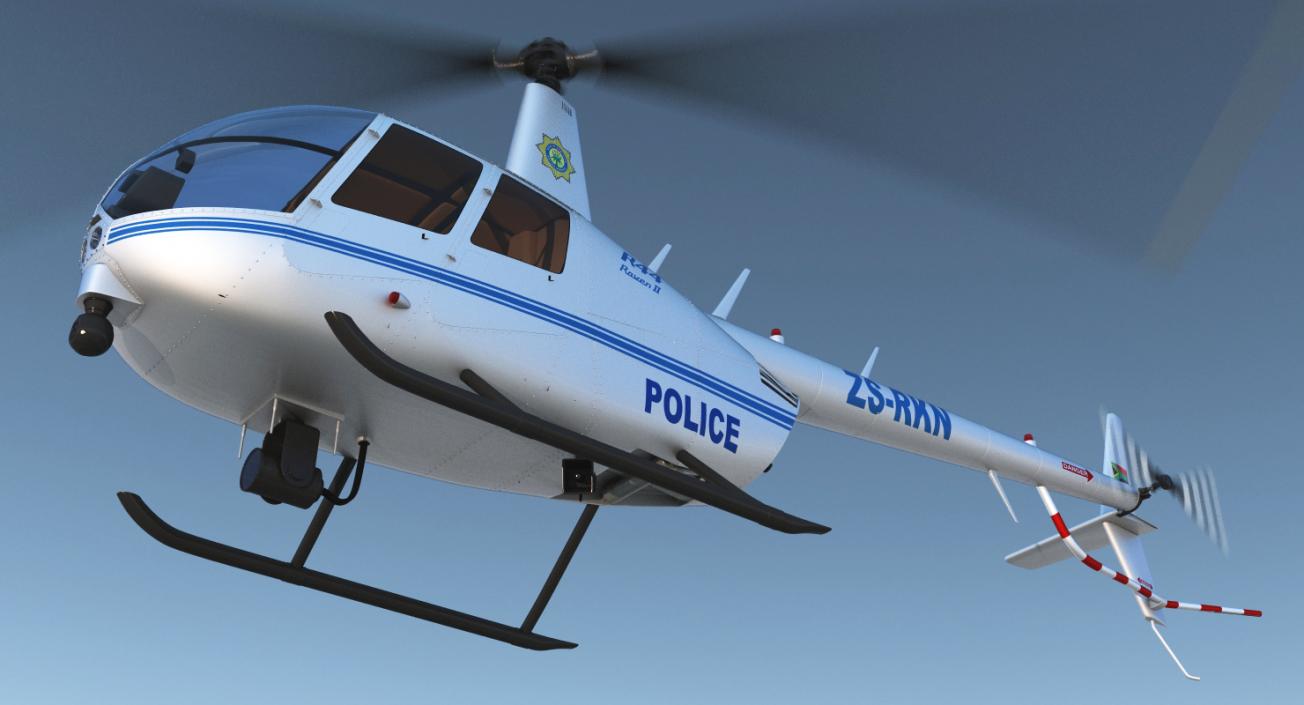 3D model Police Helicopter Robinson R44