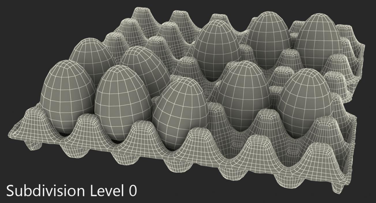 3D model Carton 30 Cells Cardboard with Eggs