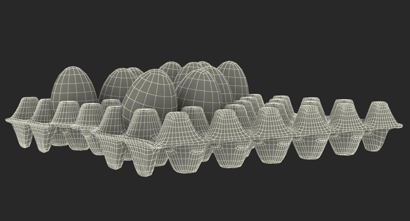 3D model Carton 30 Cells Cardboard with Eggs