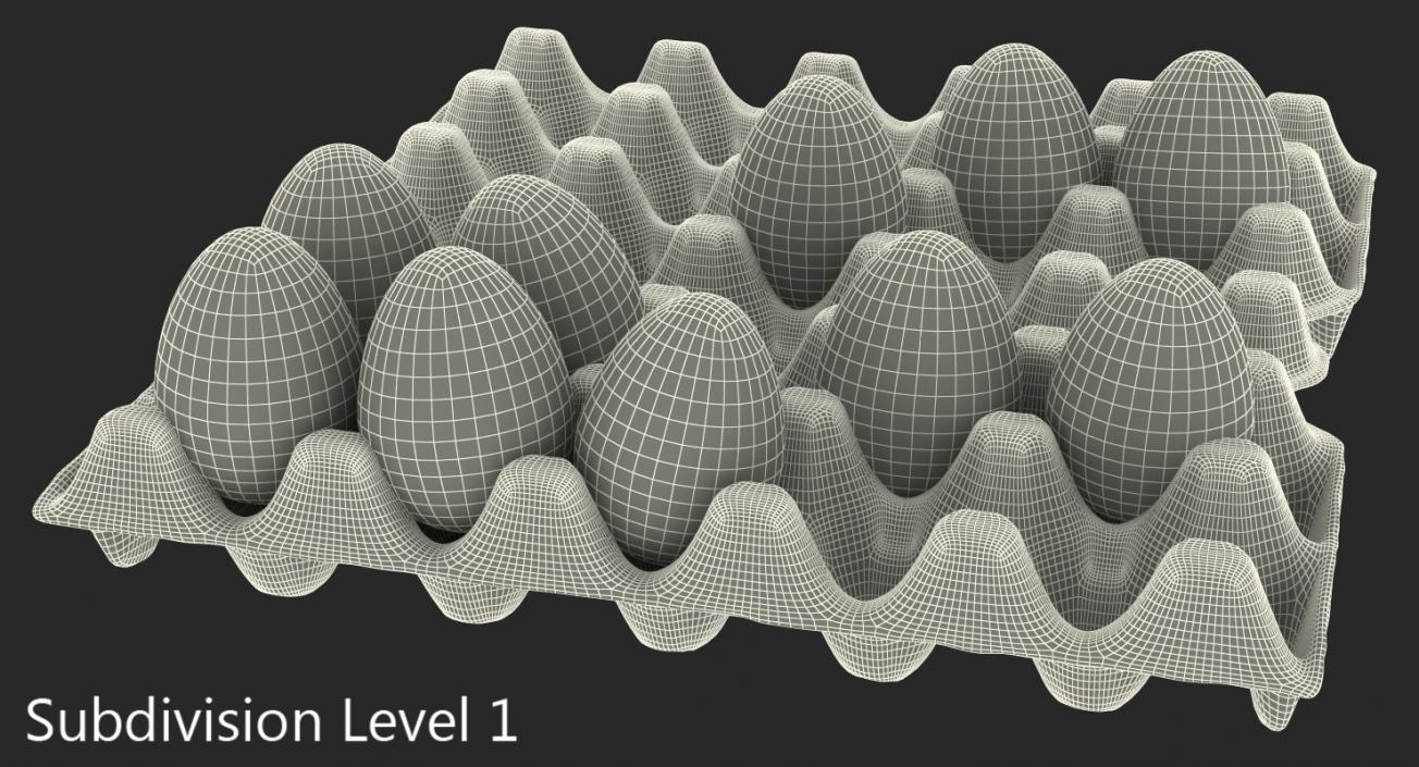 3D model Carton 30 Cells Cardboard with Eggs
