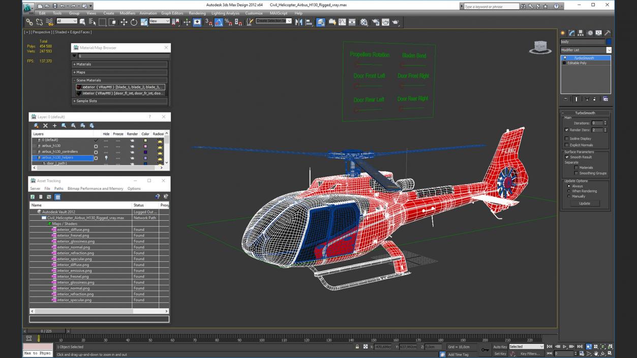 3D model Civil Helicopter Airbus H130 Rigged