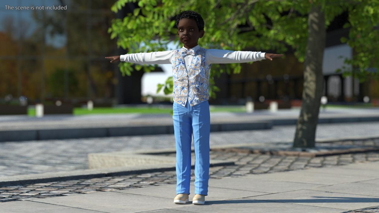 Black Child Boy Party Style T-Pose 3D model