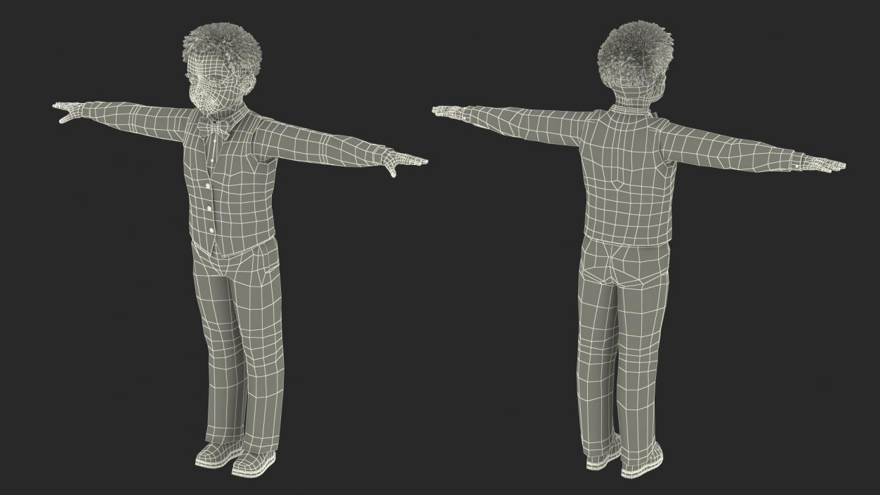 Black Child Boy Party Style T-Pose 3D model