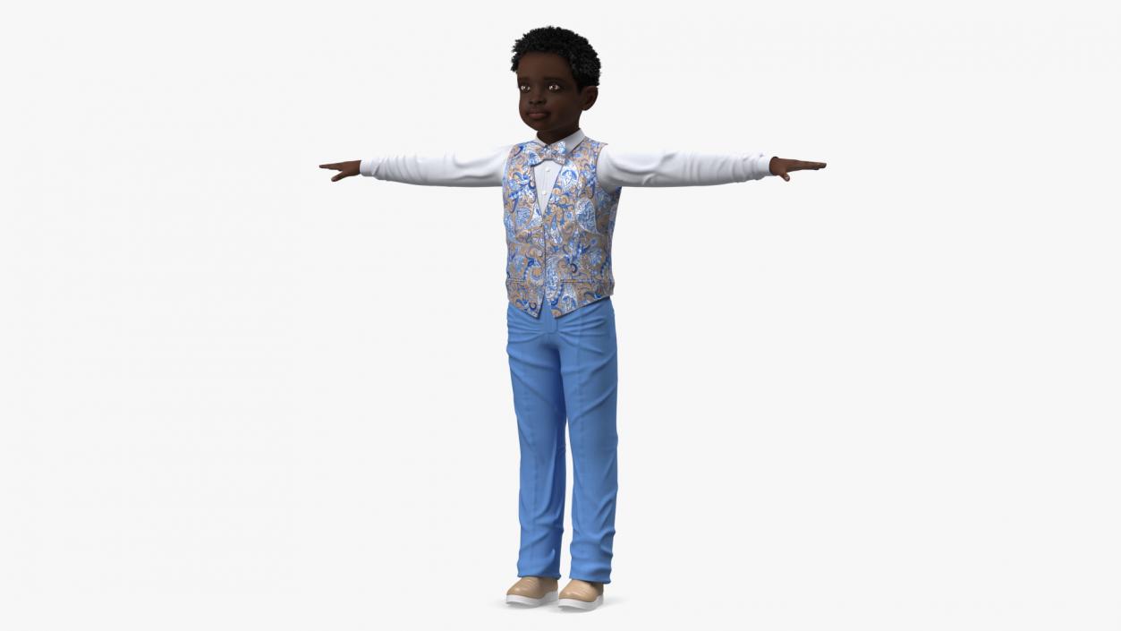 Black Child Boy Party Style T-Pose 3D model