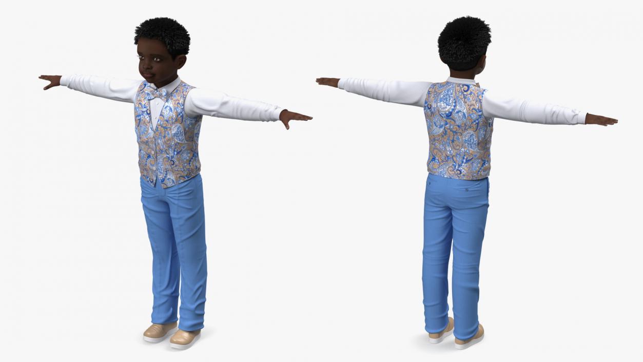 Black Child Boy Party Style T-Pose 3D model