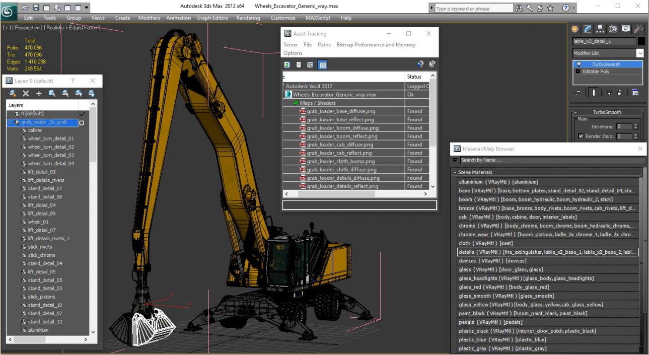 3D model Wheeled Excavator Generic