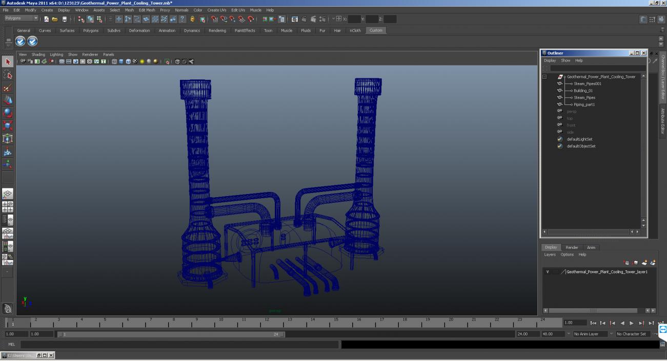 3D Geothermal Power Plant Cooling Tower