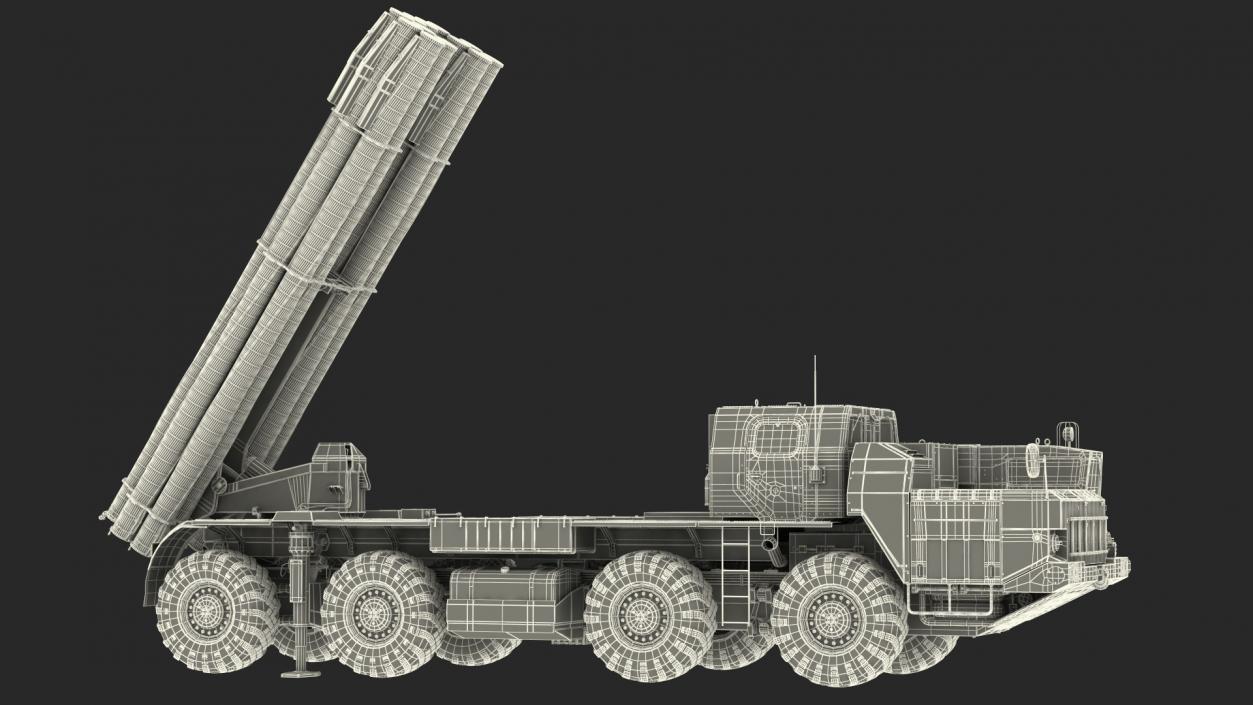 Smerch BM30 Heavy Multiple Rocket Launcher Rigged 3D model