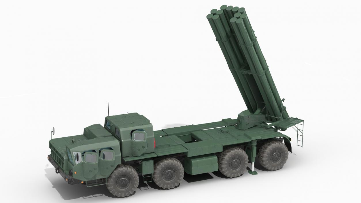 Smerch BM30 Heavy Multiple Rocket Launcher Rigged 3D model