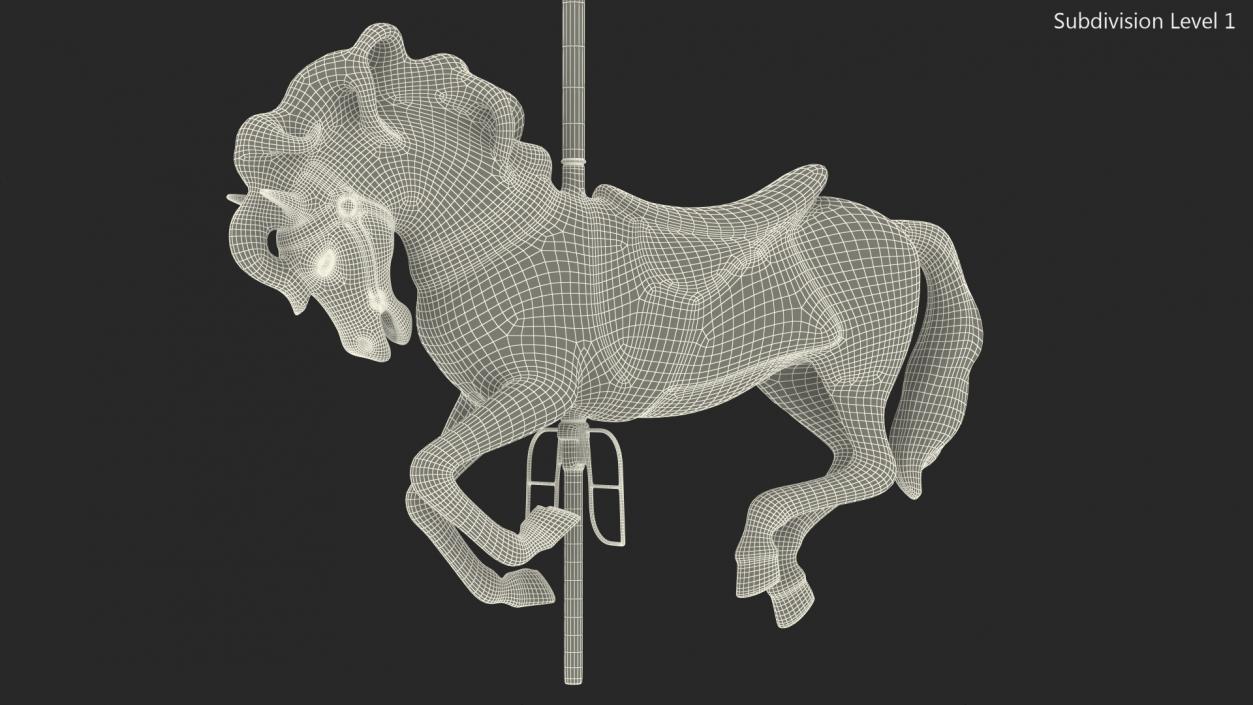 Carousel Galloping Horse Pink 3D model