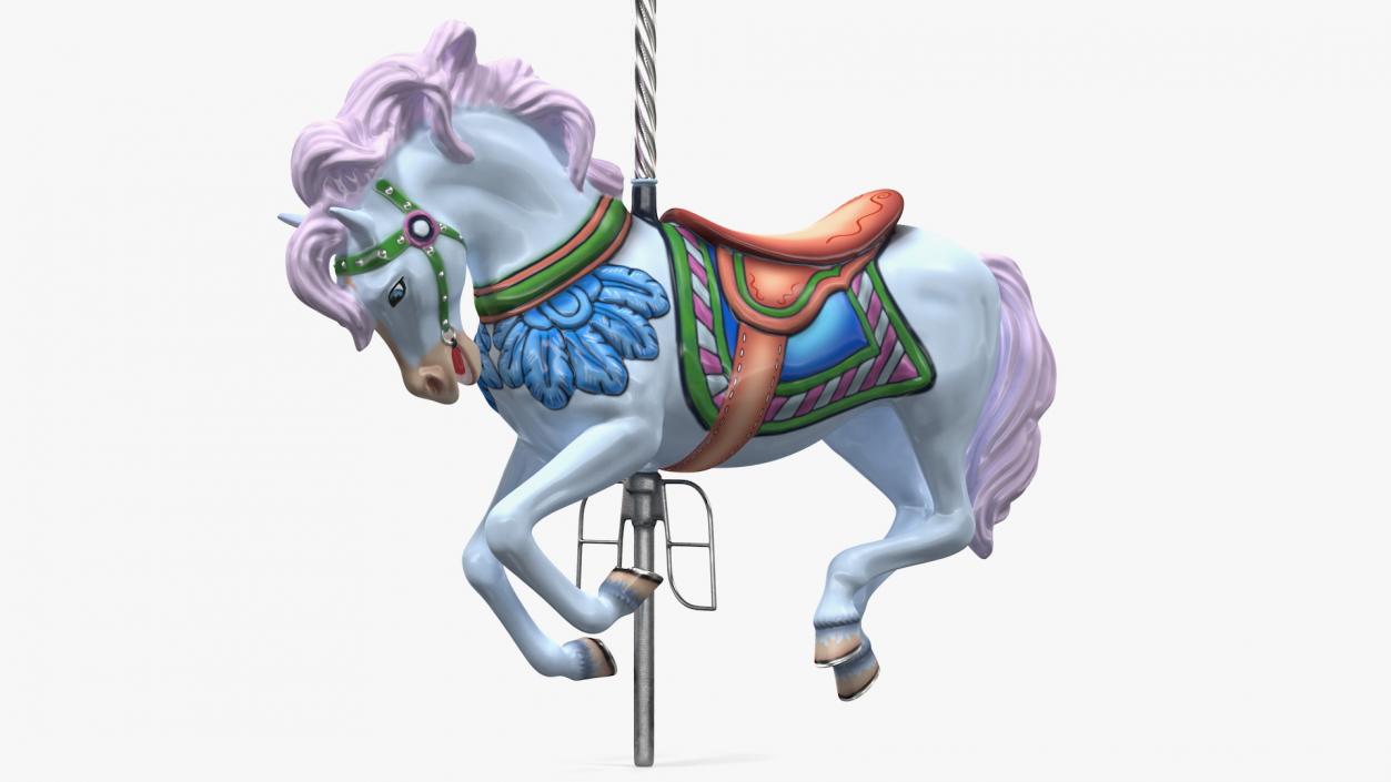 Carousel Galloping Horse Pink 3D model