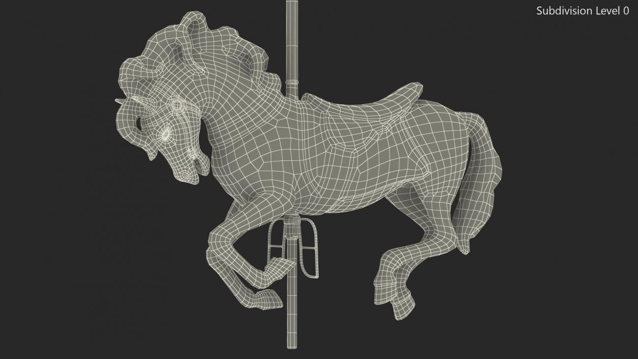 Carousel Galloping Horse Pink 3D model