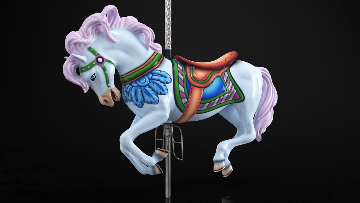 Carousel Galloping Horse Pink 3D model