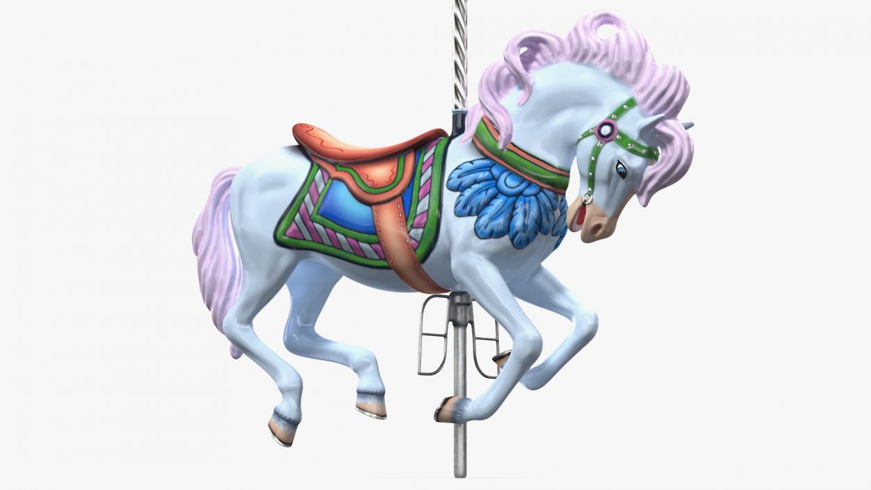 Carousel Galloping Horse Pink 3D model