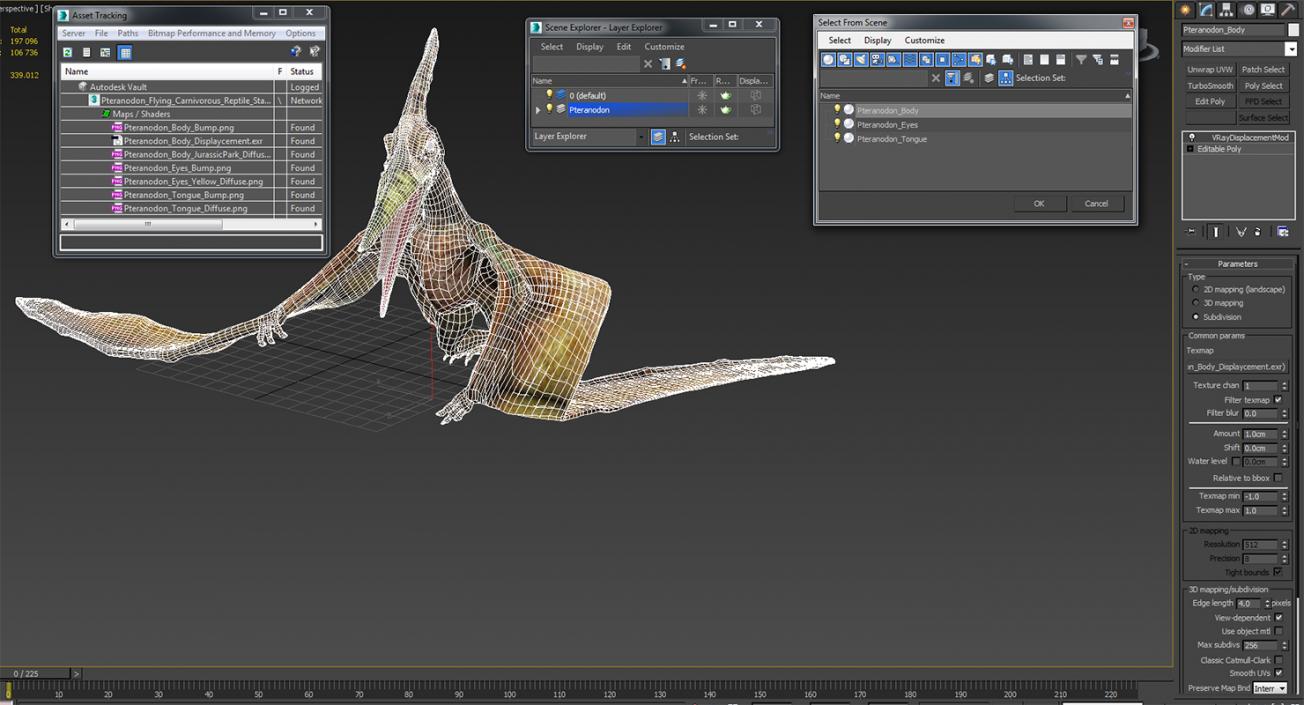 3D Pteranodon Flying Carnivorous Reptile Standing Pose