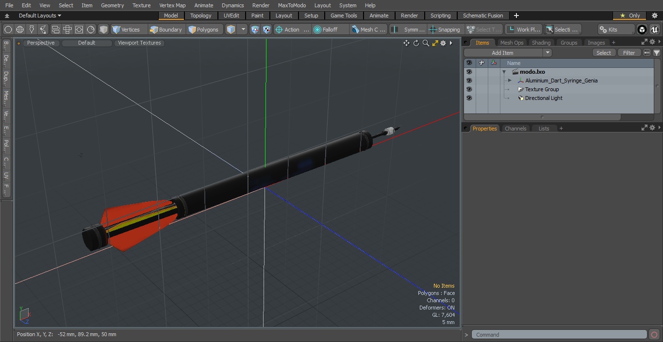 3D Aluminium Dart Syringe Genia model