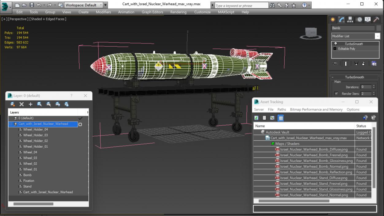 Cart with Israel Nuclear Warhead 3D