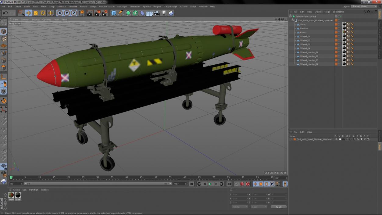 Cart with Israel Nuclear Warhead 3D