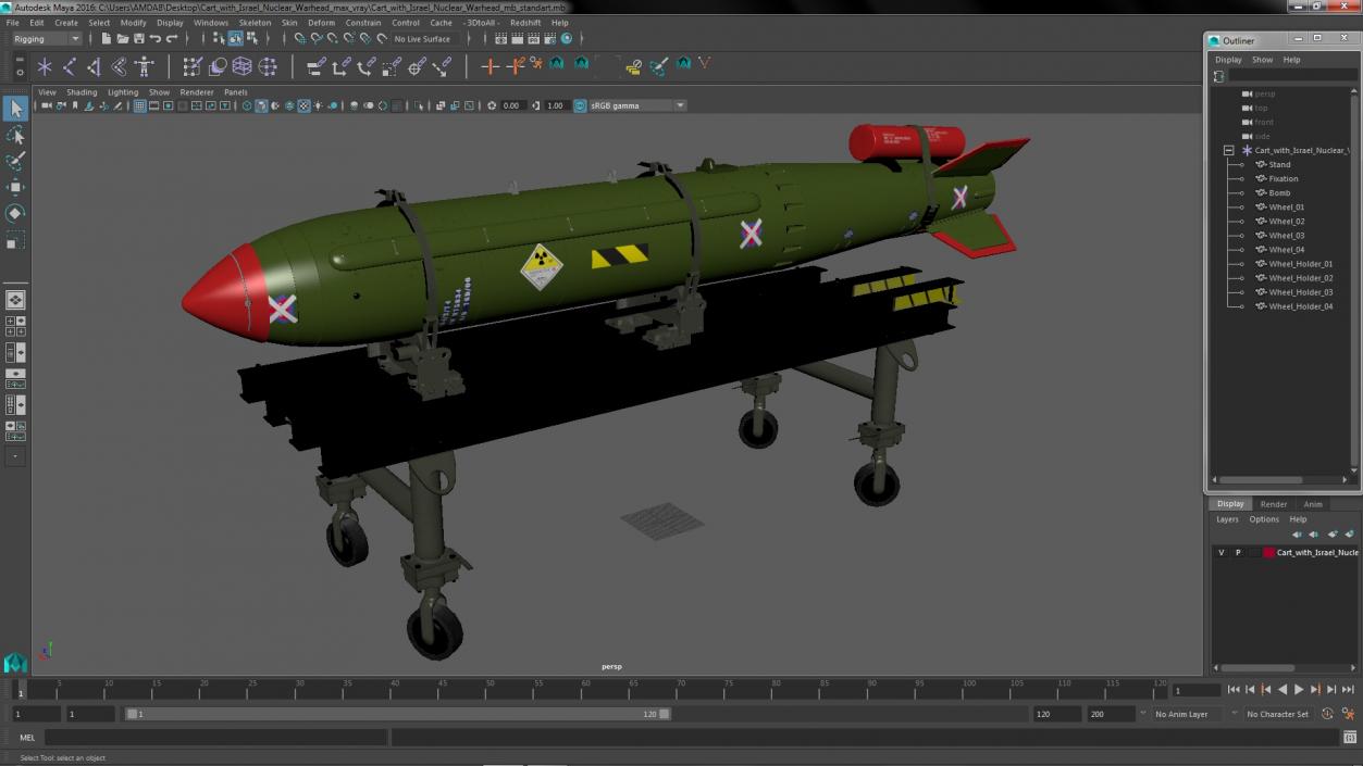 Cart with Israel Nuclear Warhead 3D