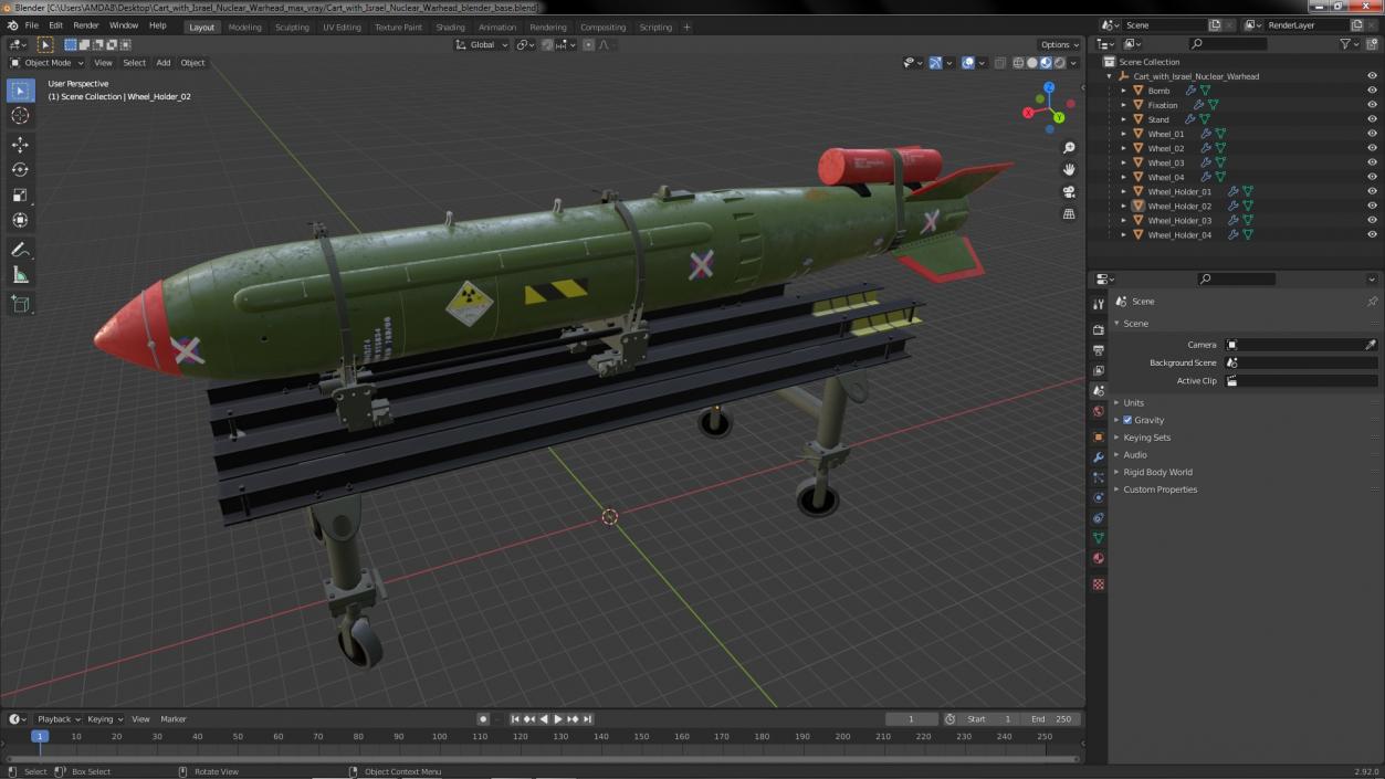 Cart with Israel Nuclear Warhead 3D