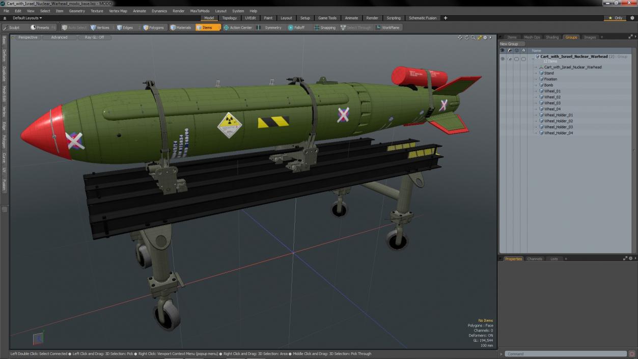 Cart with Israel Nuclear Warhead 3D