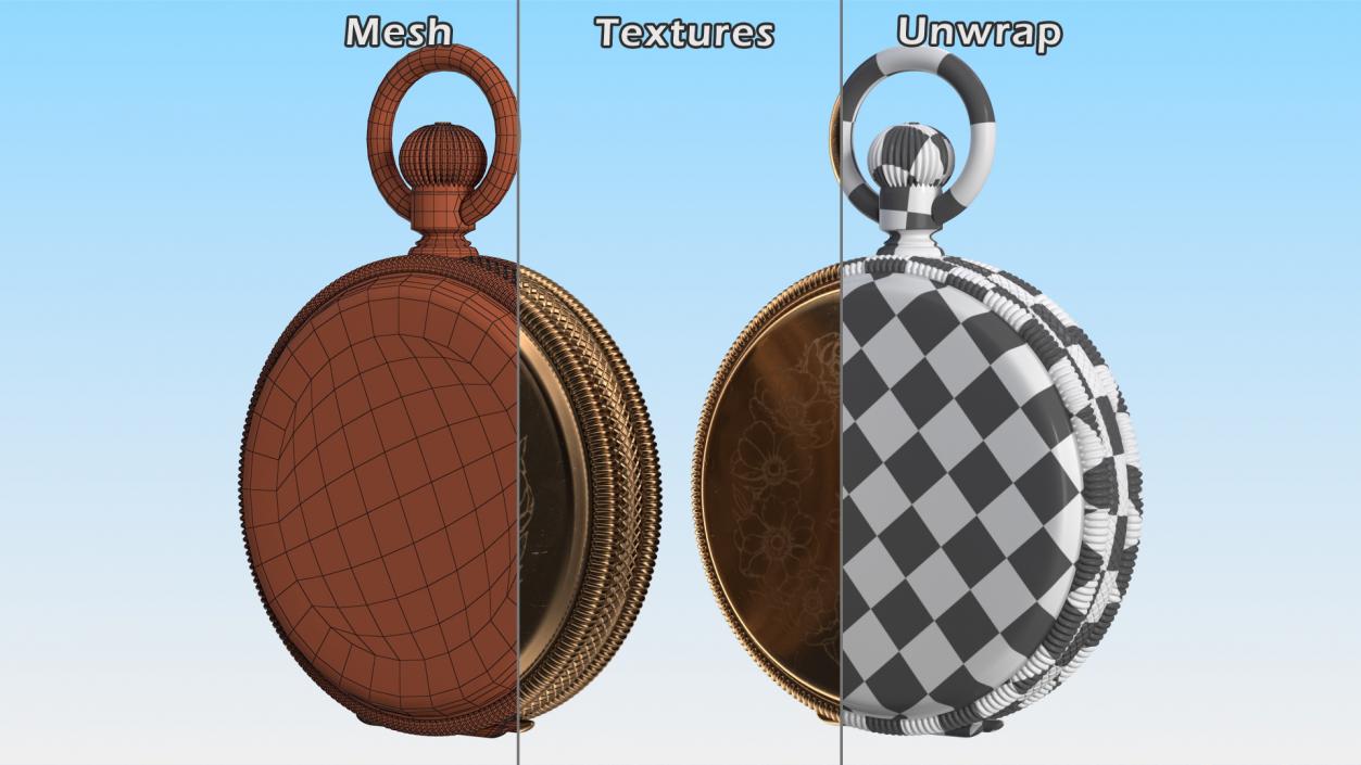 3D Vintage Brass Pocket Watch Closed model