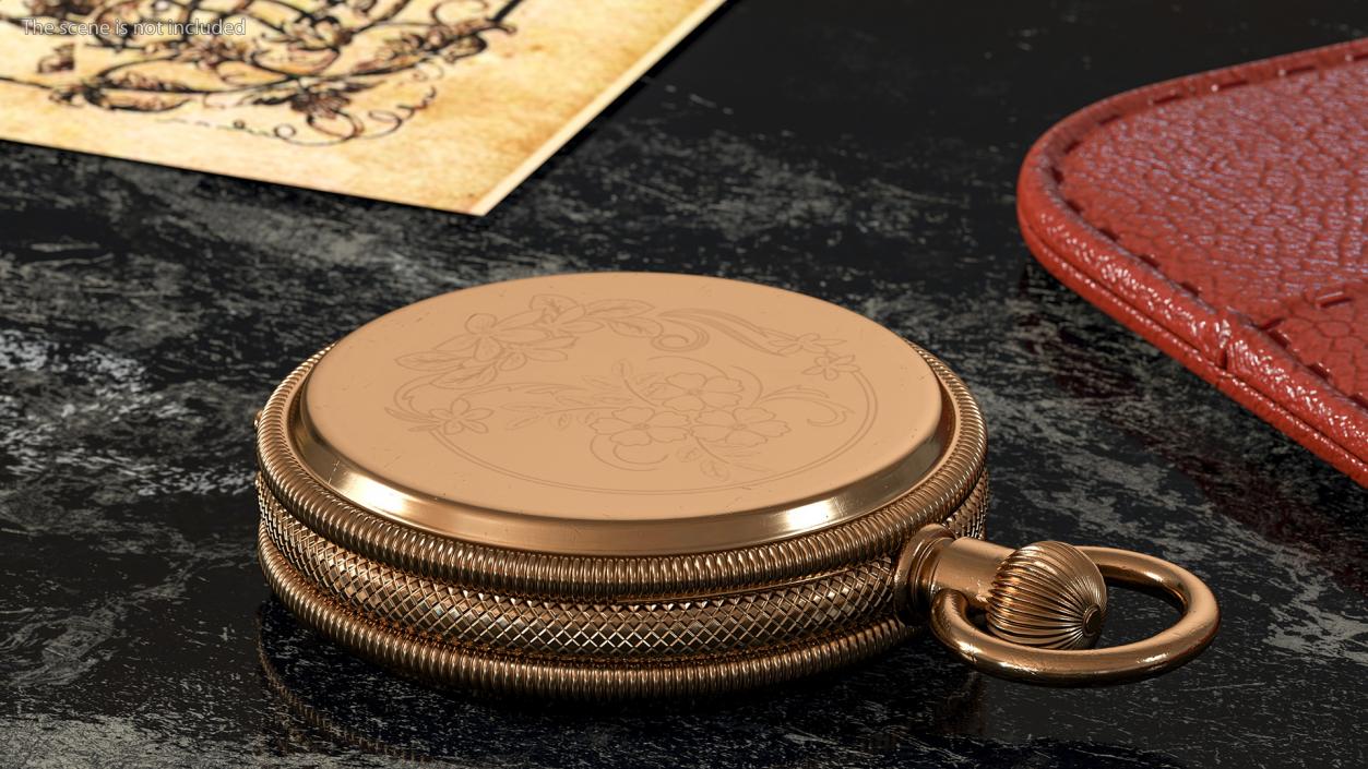 3D Vintage Brass Pocket Watch Closed model