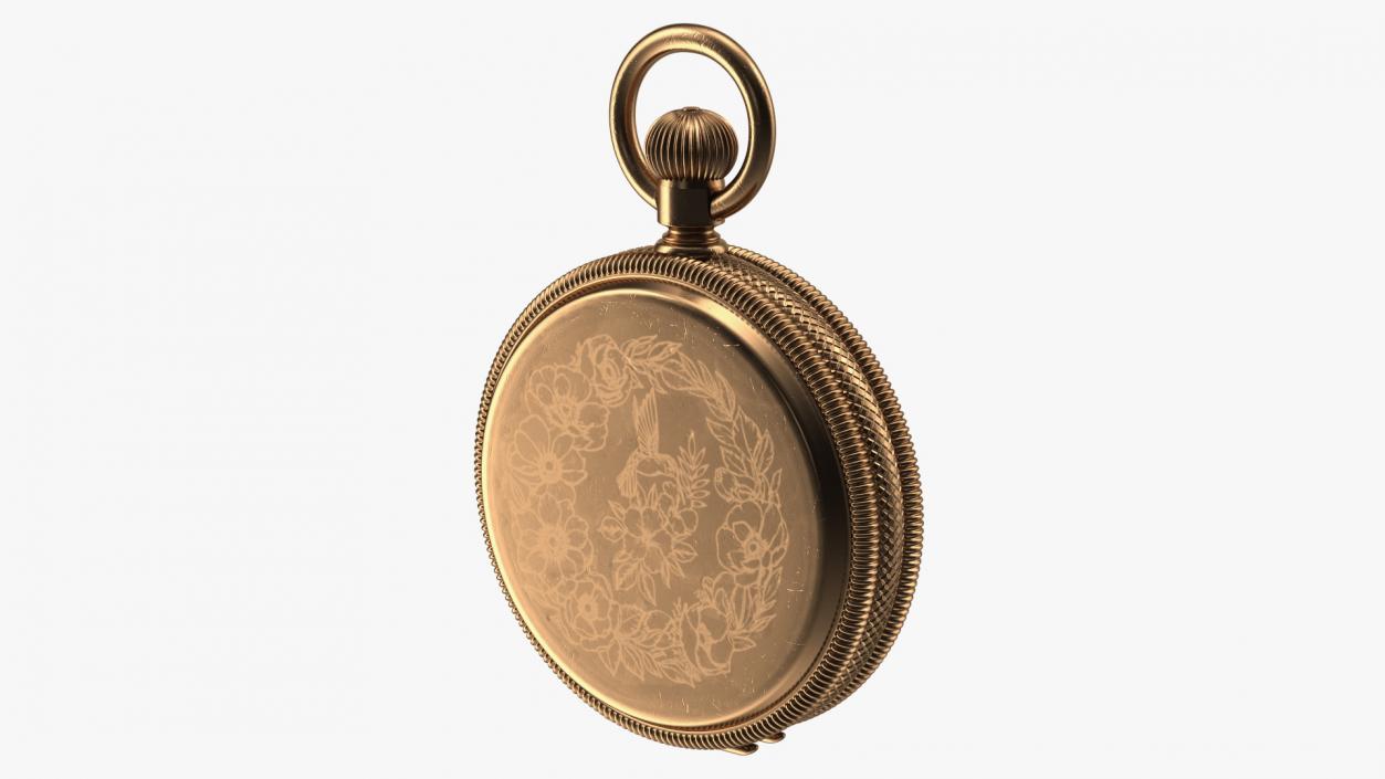 3D Vintage Brass Pocket Watch Closed model