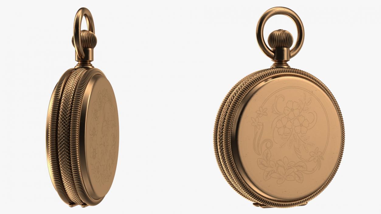 3D Vintage Brass Pocket Watch Closed model