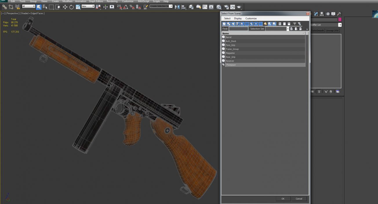 Submachine Gun Thompson M1A1 SMG 3D