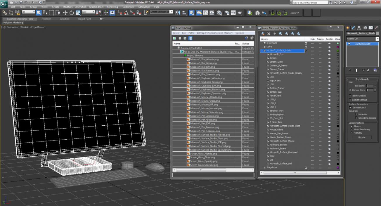 3D All in One PC Microsoft Surface Studio model