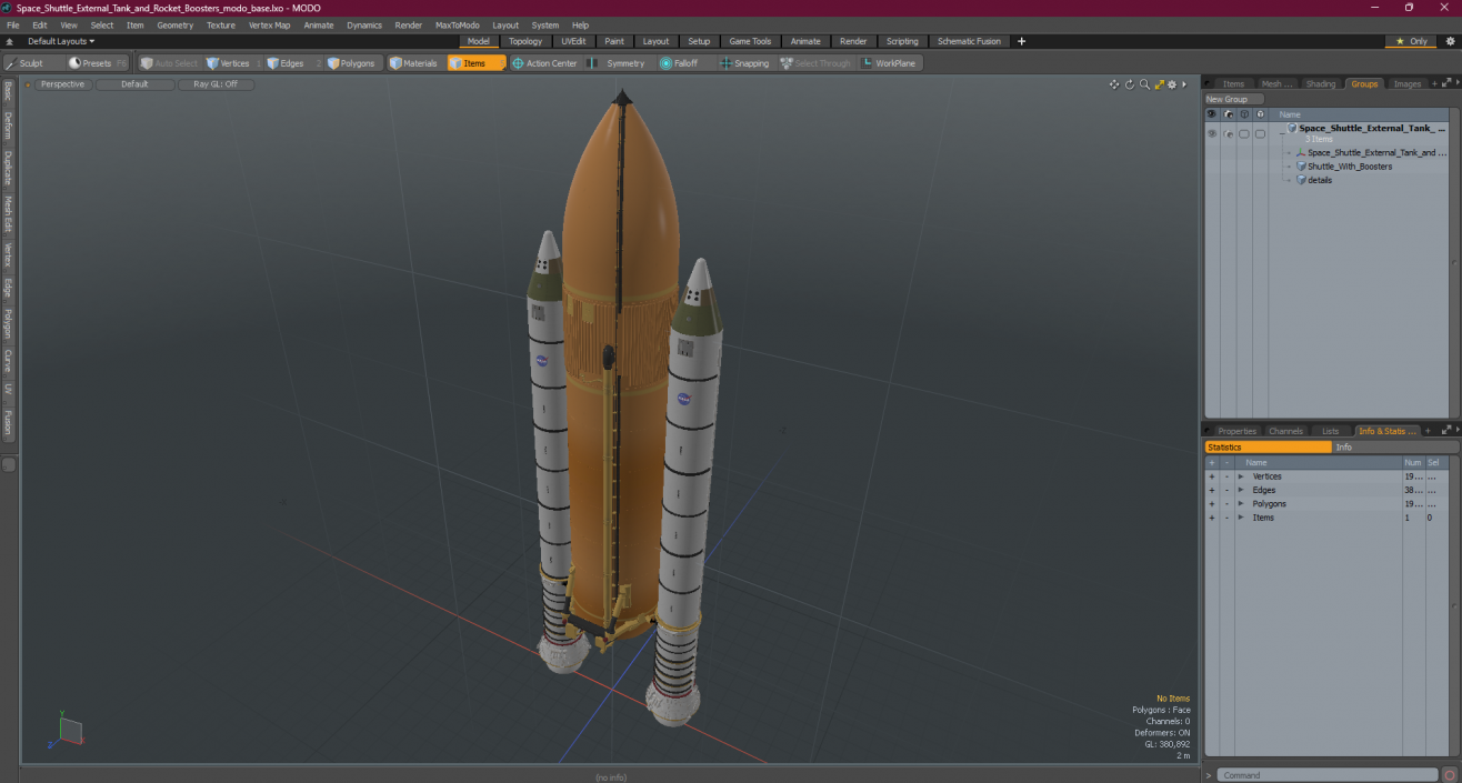 Space Shuttle External Tank and Rocket Boosters 3D