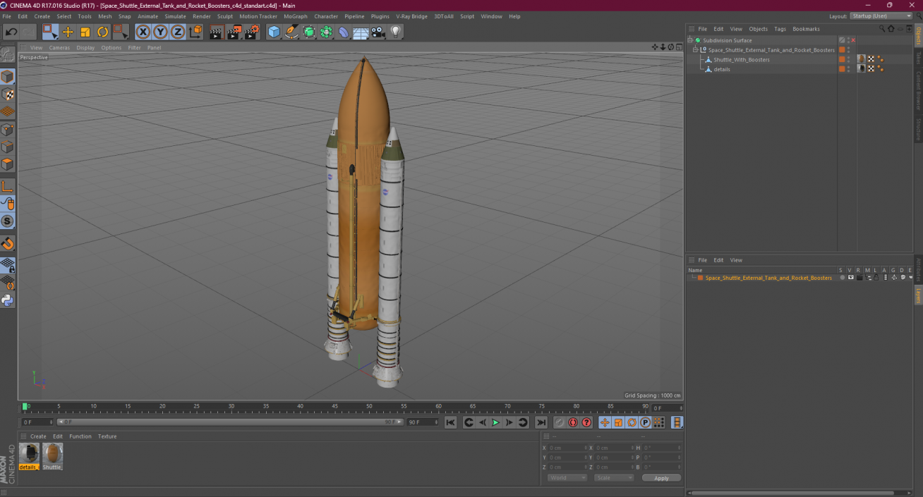 Space Shuttle External Tank and Rocket Boosters 3D