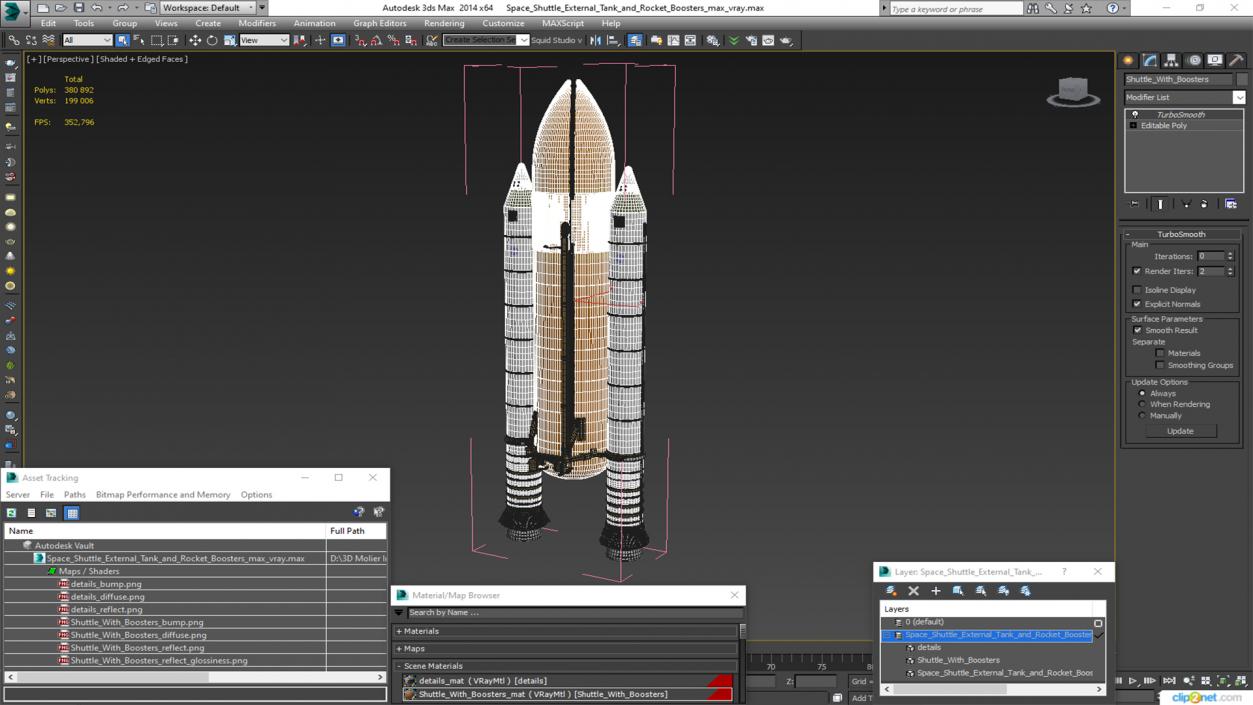 Space Shuttle External Tank and Rocket Boosters 3D